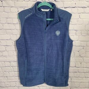 Peter Millar Mens Fade Fleece Vest Blue Size M "Mar-A-Lago" Coat of Arms Preppy
